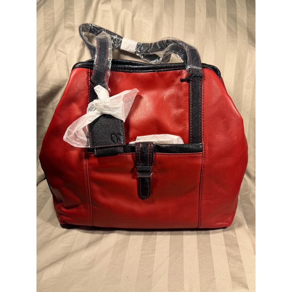 Charlotte Ronson Oxblood Red Black Leather Tote Handbag CR132004 NWT